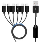 Usb C Splitter Multi Charging Cable 5A Fast Charge Usb Type-C Charger Cord For Iphone 16/15 Series, Ipad Air/Pro, Galaxy S24/S23, Pixel, Ps5, Charging 6 Devices Simultaneously (4.92Ft)
