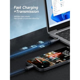 Usb C Cable, Led Display Silicone 240W Fast Charging Cable With 480Mbps Data Transfer, Type C Fast Charger For Iphone 16 15 Pro Max, Ipad, Macbook Pro Air (Yellow, 6.6Ft)