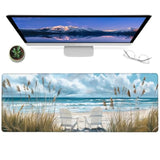 Nautical Coastal Gaming Mouse Pad,12X31.5In Non-Slip Rubber Beach Desk Mat,Large Extended Mousepad For Office Home Laptop,Mice Pads Gifts,Game Lover Deskmat Decor (Peaceful Coastal Scene)