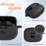 For Jbl Vibe 200Tws/Jbl Vibe Beam Case Cover, Silicone Protective Shock Cover Compatible With Jbl Vibe 200Tws & Jbl Vibe Beam True Wireless Headphones Charging Case With Carabiner(Black)