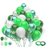 100 Pcs Green Metallic White Balloons Set 12" Confetti Latex for Party Decor