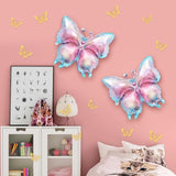 163Pcs Butterfly Pink And Purple Balloons Garland Arch Kit, Birthday Baby Shower Decorations Pink Purple Blue Confetti Star Balloons For Girls Women Mother Day Butterfly Party Baby Shower Supplies
