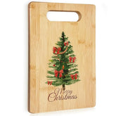 Vintage Bows Merry Christmas Tree Cutting Board, Charcuterie Board - Bamboo, Kitchen Decor