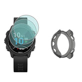 Watch Screen Protector (3+1Pack) Compatible For Garmin Forerunner 245/245 Music, Tempered Glass Film Anti-Scratch High Definition Full Coverage And Soft Tpu Protective Case