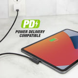 Scosche CCBRA4-SP Strikeline RA Premium USB-C to Right-Angle USB-C Charge & Sync Braided Cable 4-ft. Black/Space Gray