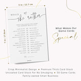 50 Would She Rather Bridal Shower Game Cards, Baby Shower Games, 50 Guests, Minimalist White