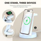 Charging Station for iPhone Charger Stand: 3 in 1 Wireless Charger for iPhone 17 16e 16 15 14 13 12 Pro Max for Watch 11-2 Series for