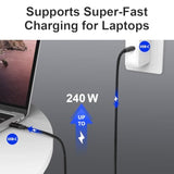 Usb C To C Cable 5Ft, 8K Hd Display, 40 Gbps Data Transfer, 240W Usb-C Charging Cable For Thunderbolt 3/4, Macbook Pro, Type-C Laptop, Hub, Docking, And More.