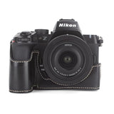 Case For Nikon Z50 Ii Camera, Pu Leather Z50 Ii Half Protective Case With Opening Bottom And Hand Grip Design - Retro Style Black