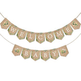 Welcome Baby Banner Greenery Banner Bunting Garland Burlap Greenery Decorations Sign For Gender Neutral Baby Shower Rustic Boho Decor Party Favors