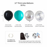 Black Teal Blue And Silver Happy Birthday Party Decorations Turquoise Aqua Balloons Décor Supplies Men Women Boys Girls 1St 2Nd 3Rd 16Th 20Th 25Th 30Th 35Th 40Th 45Th 50Th 60Th 70Th