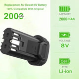 2Pack 2000Mah 8V Max Replacement Battery For Dewalt Dcb080 Dcb095 Dcf682 Dw4390 Dcf680N1 Dcf680N2 Dcf680G2 Li-Ion Battery