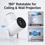 Mini Projector With Wifi And Bluetooth, Portable Projector 4K Support, Android 13, Auto Keystone, 180° Rotatable, 40"-150" Screen Small Projector Hy300 Pro