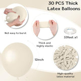 Cream & Beige Latex Balloons: 12 Inch Boho Party Decor - 30 Pcs