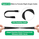 Flat Short USB C Extension Cable 480 Mbps 90 Degree Right Angle USB C Male to Female Extension Cable Data Transmission and Fast Charging for Flash