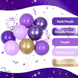 60pcs Purple Gold 12in Balloons with Confetti for Graduation Wedding & Party