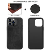 Compatible With Iphone 14 Pro Case Premium Leather Tpu Hybrid Case (Black)