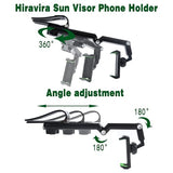 Sun Visor Phone Holder, 360° Rotatable and Extendable Car Phone Holder, Hands-Free Car Mount Compatible with Most Smartphones (Green)