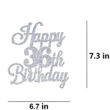 Happy 36Th Birthday Cake Toppers Silver Glitter, Cheers To 36 Years Old Bday Decoration 36Th Anniversary Cake Topper, Thirty-Six Theme Cake Decorations For Birthday Anniversary Party