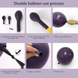 Black Purple Balloon Arch Kit Double Stuffed Garland for Halloween Birthday Party Decorations