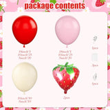 Strawberry Balloon Arch Garland Kit, Red And Pink Balloons With Strawberrys Foil Balloons For Girls First Birthday Berry Sweet Baby On The Way Baby Shower Strawberry Theme Party Decorations
