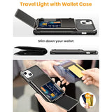 Titacute For Iphone 14 Plus Case Wallet 5 Credit Card Holder Slot Flip Cover Design Back Pocket Dual Layer Armor Anti-Scratch Hard Shell Hybrid Tpu Protective Bumper For Iphone 14+ 6.7 Gunmetal Bronze