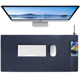 Magnetic Wireless Charging Desk Pad, Office Desk Mat With Wireless Charger, Waterproof And Scratch-Resistant Large Mouse Mat, Microfiber Leather Mouse Pad For Office And Home Use, Blue Color