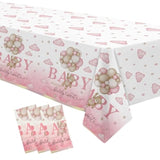 Pink Bear Baby Shower Tablecloth Decorations - Disposable Bear We Can Bearly Wait Baby Shower Decorations Table Cover Party Supplies For Girl- 3 Pack (54In X 108In)