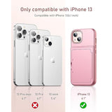 For Iphone 13 / Iphone 14 Wallet Case With Credit Card Holder & Hidden Mirror, Two Layer Shockproof Heavy Duty Protection Cover Protective Case For Iphone 13/14 6.1 Inch-Rose Gold