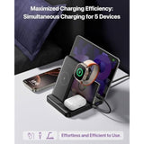 Multiple Devices Charging Station, 5-In-1 Charging Station For Iphone 16E/16 Pro Max/Pro/Plus/15/14/13/12, Ipad Pro/Air/Mini, Apple Watch And Airpods,Wireless Charging Dock(G805) (White)