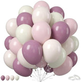 Pink And Purple Balloons, 50Pcs 12Inch Dusty Purple Lavender Pastel Macaron Pink Sand White Balloon Boho Balloon For Girls Birthday Baby Shower Wedding Boho Bridal Shower Decorations