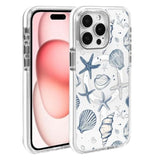 Compatible With Iphone 16 Pro Case For Magsafe, Clear White With Ocean Shells Design Drop Proof Rugged Magnetic Charge Shockproof For Iphone 16 Pro