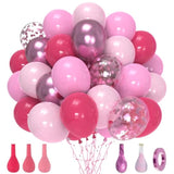 Hot Pink And Light Pink Balloons 60 Pcs 12 Inch Magenta Balloon Metallic Pink Confetti Balloons Pack For Girls Women Birthday Baby Shower Wedding Bachelorette Party Decoration