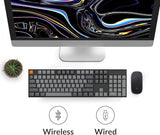 K10 Wireless Mechanical Gaming Keyboard, 104 Keys Full Size Gateron G Pro Brown Switch, White Led Backlight Rechargeable Usb-C Wired Bluetooth Professional Office Keyboard For Mac/Windows