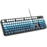 Wireless Bluetooth Keyboard For Mac, Ipad, Iphone, Pc, Laptop & Android, Connect Up To 3 Devices Simultaneously, Portable 100-Key Typewriter Retro Round Keycaps Keyboard- Milk Tea Colorful