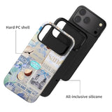 Cute Patterns Shockproof Protective Aesthetic Phone Case for iPhone 17 Pro Max 6.9" with Stylish Designs for Women Girl, Vintage Beach Blue Collage Coast Collage
