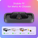 Charging Station for Meta Ray-Ban Glasses - Wayfarer, Skyler, Headliner & Oakley Meta HSTN Charger with LED Indicator (Gray)
