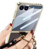 Compatible With Samsung Galaxy Z Flip 7 Case With Crossbody Strap Lanyard Ring Kickstand Pu Leather Cover Built In Small Screen Protector Full Coverage Phone Case(For Z Flip 7 2025 Black)