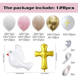 First Communion Pink Balloon Garland Arch Kit, Girl Baptism Christenin