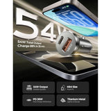 54W USB C Car Charger, Fast Dual Port All-Metal Adapter for iPhone & Samsung
