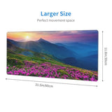 Nature Purple Flowers Meadow Mountain Scenic Washable Gaming Mouse Pad Large Waterproof Mouse Mat With Non-Slip Rubber Base And Stitched Edge For Home Office Work Laptop 31.5X11.8 Inch