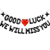Good Luck We Will Miss You Black 16In Letter Balloons Star Heart Farewell Decor