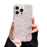 Compatible For Iphone 16 Pro Case For Clear Pink Flower Cute Aesthetic Design Floral Women Teen Girls Silicone Slim Cover Protection Phone Cases-Clear