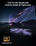 N1S Ultimate Triple Laser 4K Projector, 3300 Iso Lumens Projector, Google Tv Netflix, Real-Time Auto Screen Fit, Hdr10, 180", Blu-Ray 3D, Home Theater Projector With 20W Dolby Digital+