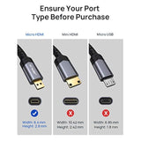 4K Micro Hdmi To Hdmi Cable 6.6 Ft, Micro Hdmi To Standard Hdmi Cord Braided S