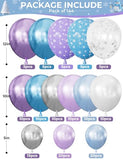 Snowflake Balloon Garland Arch Kit, 144 Pcs Purple Blue Silver White Balloons With Foil Snowflake Star Balloons, for Winter Wonderland, Princess Birthday, Baby Shower, Christmas Decor