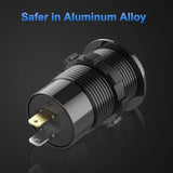 2 Pack 12V Usb Outlet Wire Aluminum Car Charger Multi Port, Dual Usb Quick Charge 3.0 Port And Pd Usb C Socket With Voltmeter Switch For Car Boat Marine Truck Rv, Fast Charge For Phones Ipad, Etc.