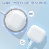 Wireless Charging Case Replacement With Airpods 3Rd Gen, Only Compatible With Airpod 3Rd Generation Charger Cases, With Blue-Tooth Pairing Sync Button & L-Port, White (No Earbuds)