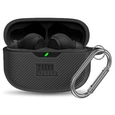 For Jbl Vibe 200Tws/Jbl Vibe Beam Case Cover, Silicone Protective Shock Cover Compatible With Jbl Vibe 200Tws & Jbl Vibe Beam True Wireless Headphones Charging Case With Carabiner(Black)