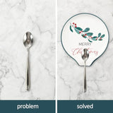 4Pcs 4.7Inch Merry Christmas Spoon Rest Watercolor Xmas Tree Plant Small Coffee Spoon Holder For Winter Xmas Coffee Stirrers Teaspoon Bar Coffee Station Accessories